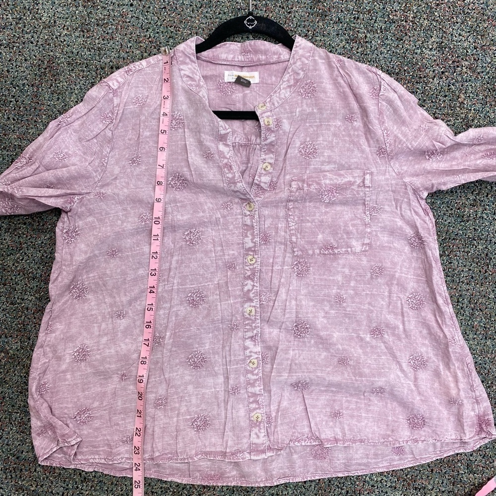 Anthropologie Pilcro Whitney Embroidered Trapeze Buttondown Lilac Size Small - Picture 13 of 14